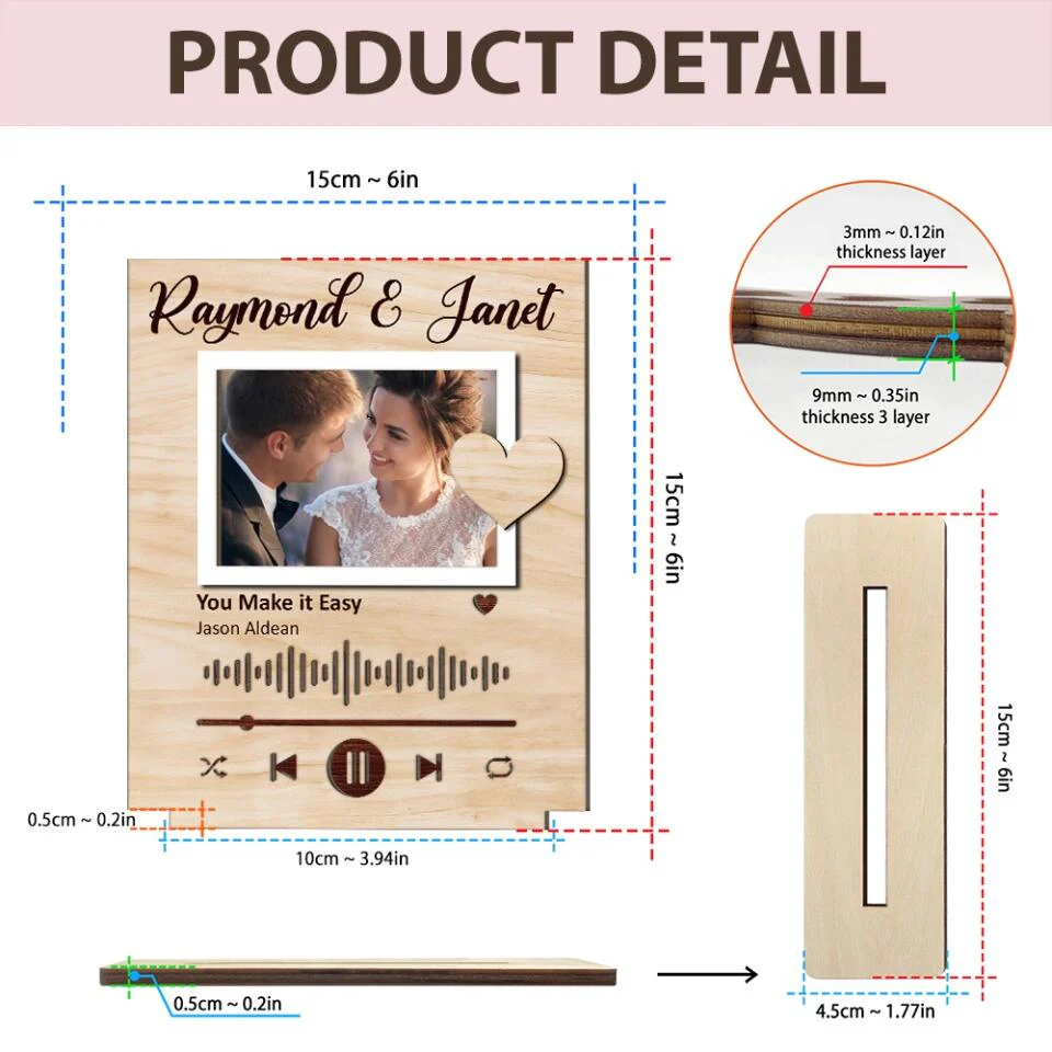 Custom Photo , Song Wooden Plaque for Music Lovers, Valentine Gift, Anniversary Gifts For Her Him - 212IHNLNWP881 - Image 5
