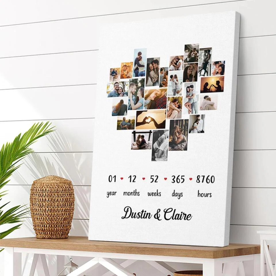 Custom Photo Year Months Weeks Days And Hours Canvas Poster Anniversary Gift For Couples - Image 10
