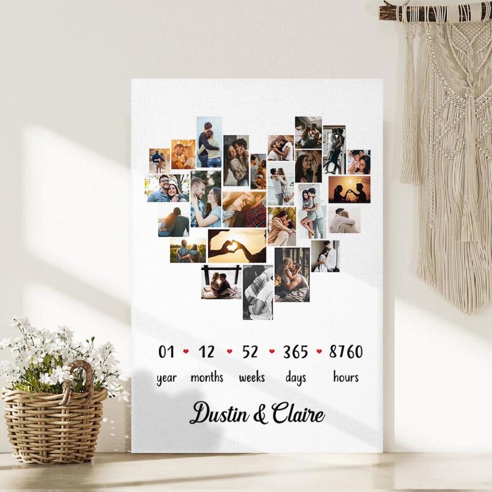 Custom Photo Year Months Weeks Days And Hours Canvas Poster Anniversary Gift For Couples - Image 11