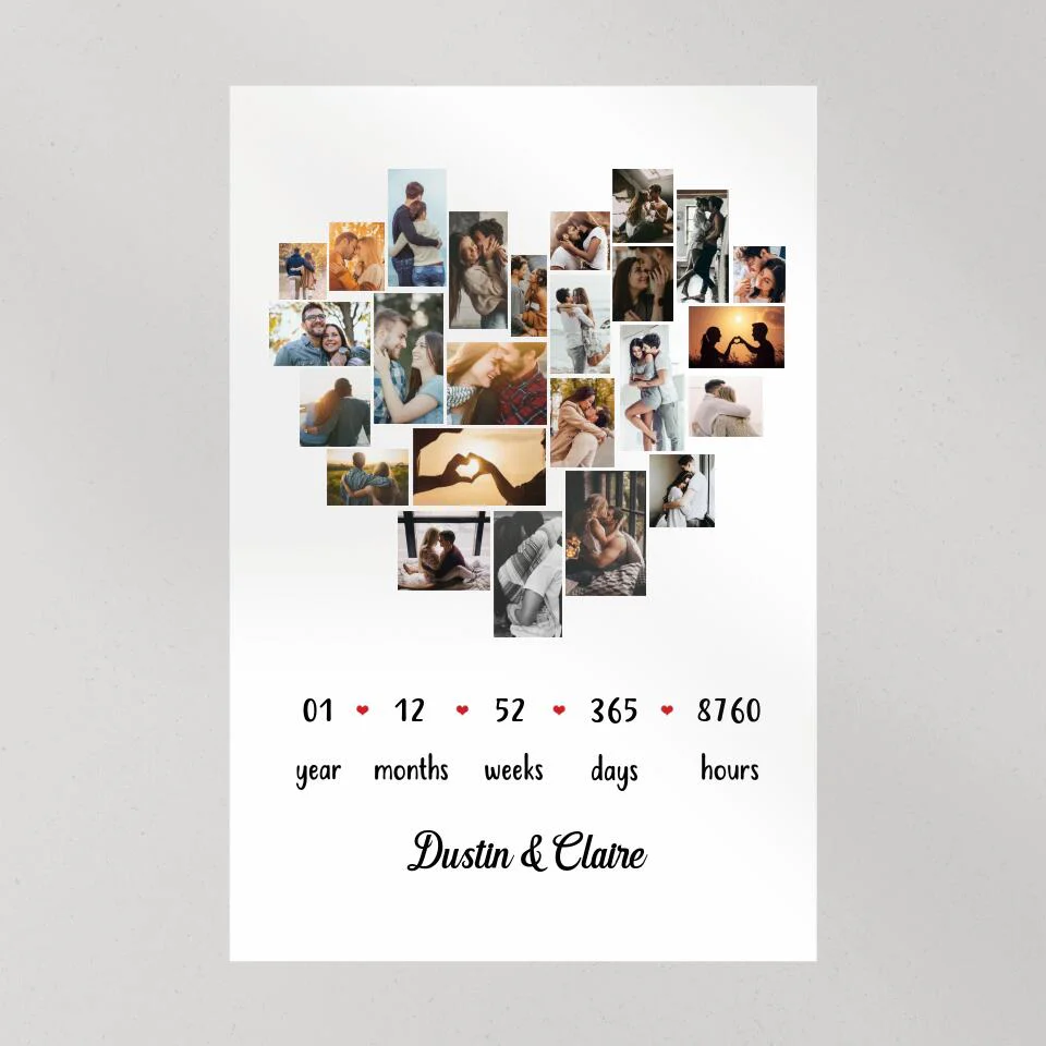 Custom Photo Year Months Weeks Days And Hours Canvas Poster Anniversary Gift For Couples - Image 2