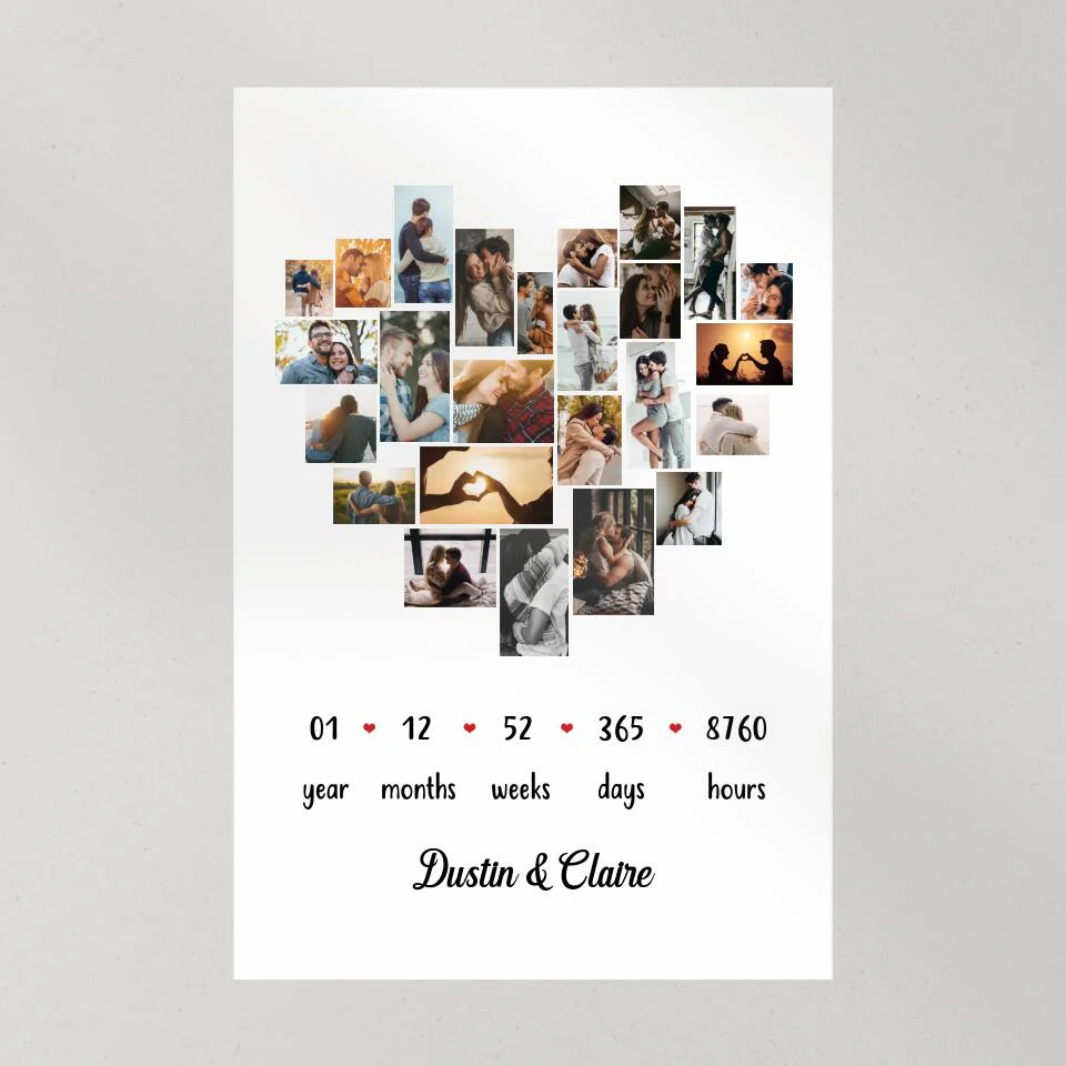 Custom Photo Year Months Weeks Days And Hours Canvas Poster Anniversary Gift For Couples - Image 3