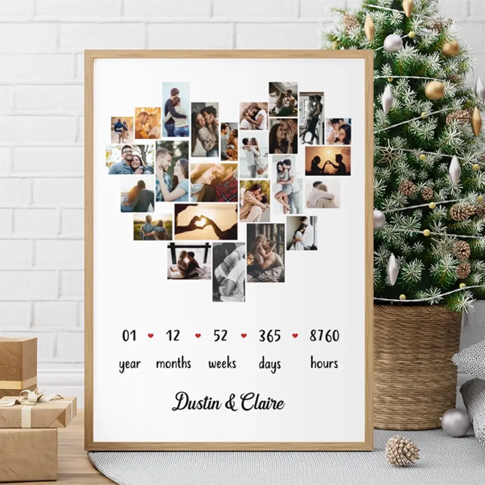 Custom Photo Year Months Weeks Days And Hours Canvas Poster Anniversary Gift For Couples - Image 5