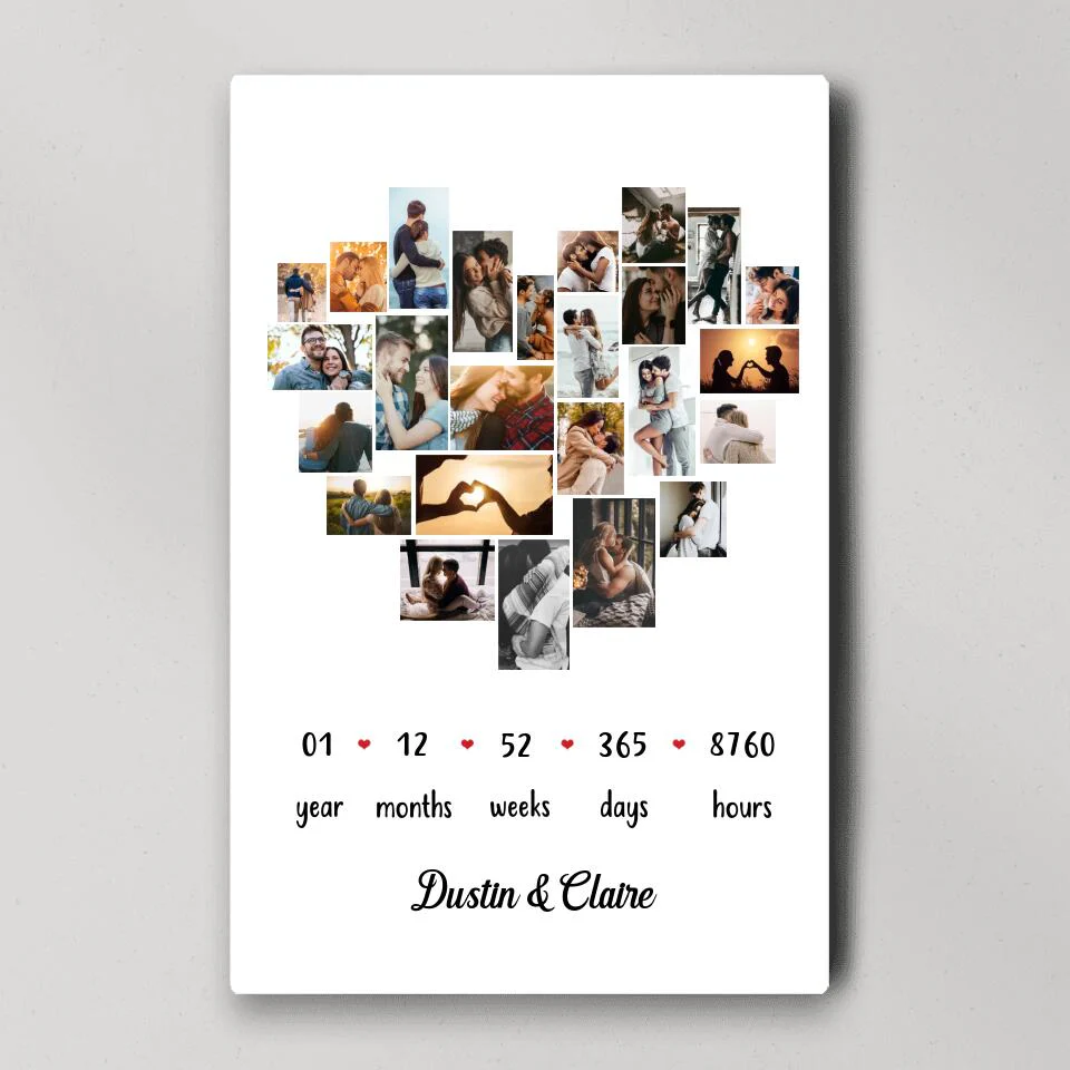 Custom Photo Year Months Weeks Days And Hours Canvas Poster Anniversary Gift For Couples - Image 6