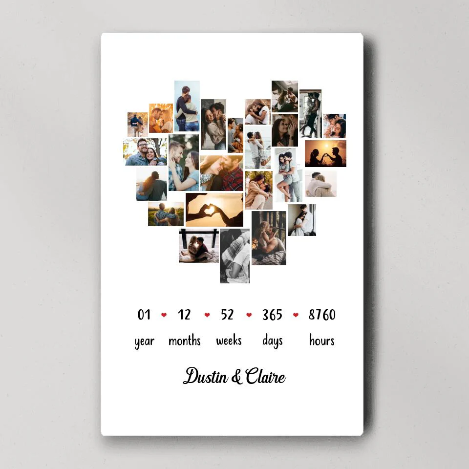 Custom Photo Year Months Weeks Days And Hours Canvas Poster Anniversary Gift For Couples - Image 7