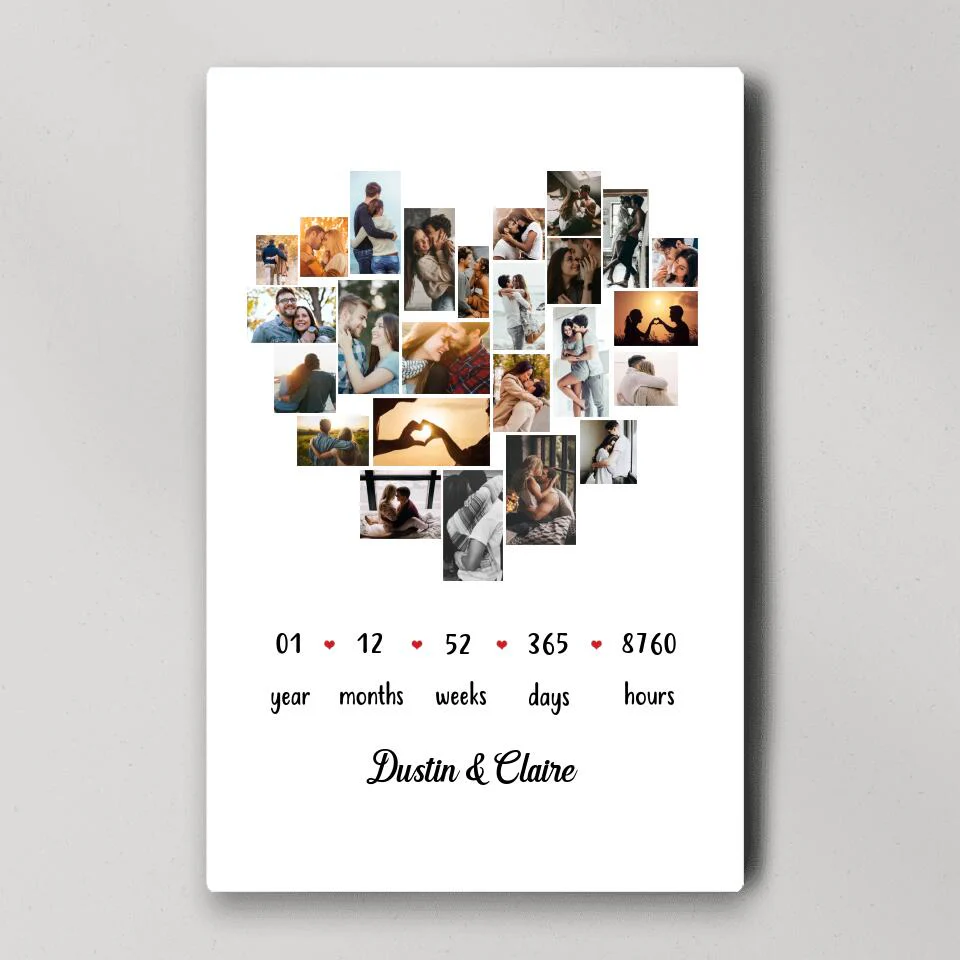 Custom Photo Year Months Weeks Days And Hours Canvas Poster Anniversary Gift For Couples - Image 8