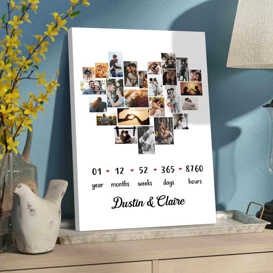 Custom Photo Year Months Weeks Days And Hours Canvas Poster Anniversary Gift For Couples - Image 9