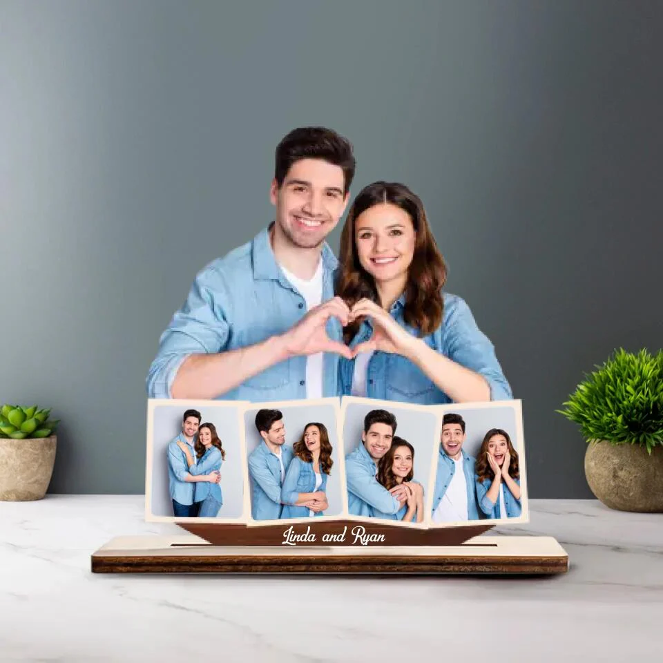 Custom Portrait From Photo, Wooden Plaque 3 Layers, Customizable Name And Text - Wooden Table top photo frames - 212IHPLNWP629 - Image 2