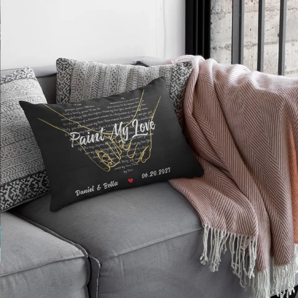Custom Song Lyrics And Customizable Text - Rectangular Linen Pillow - Gift for Couple Anniversary | 305IHPNPPI602 - Image 10