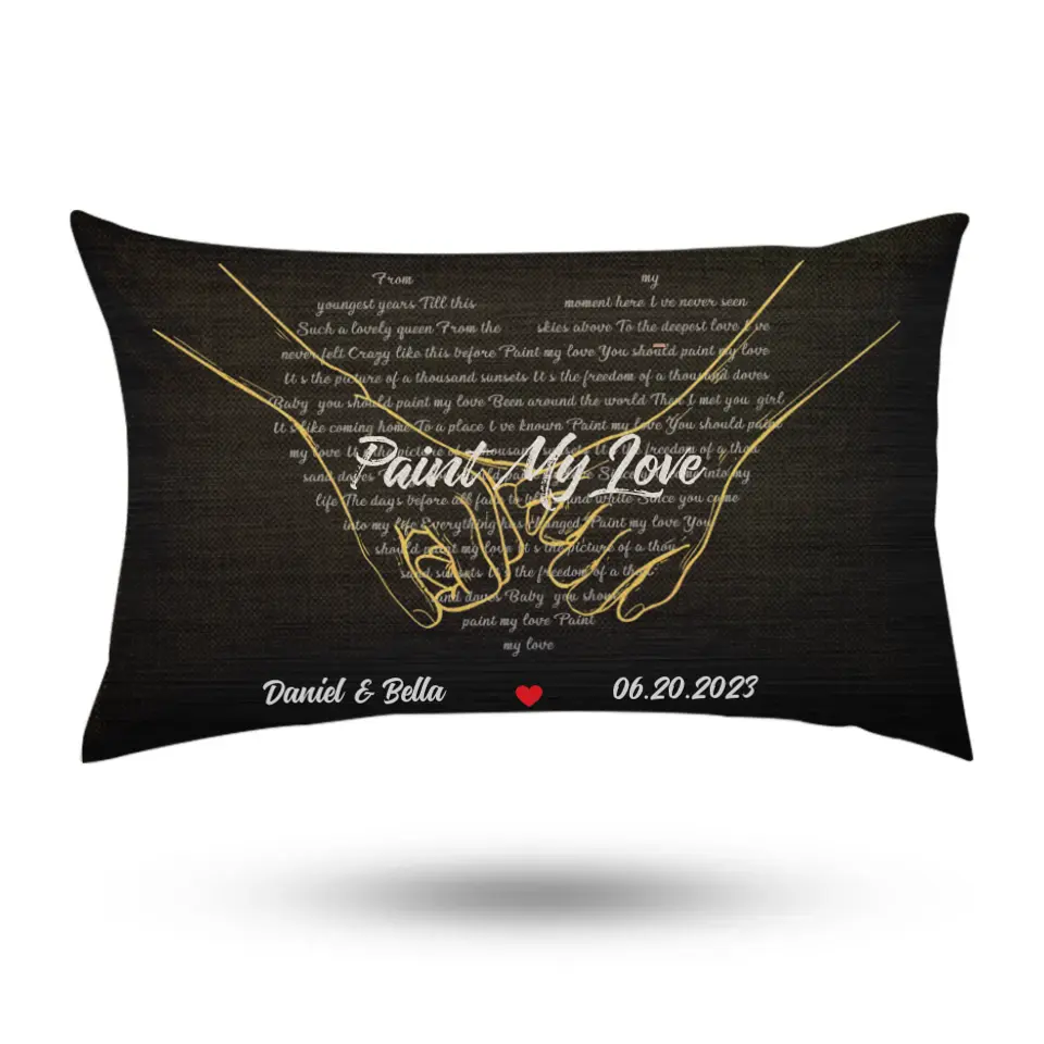 Custom Song Lyrics And Customizable Text - Rectangular Linen Pillow - Gift for Couple Anniversary | 305IHPNPPI602 - Image 2