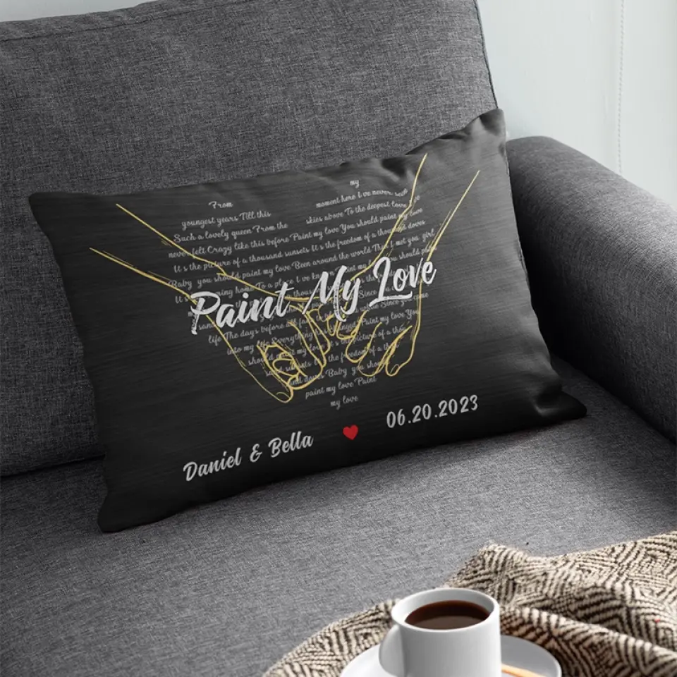 Custom Song Lyrics And Customizable Text - Rectangular Linen Pillow - Gift for Couple Anniversary | 305IHPNPPI602 - Image 3