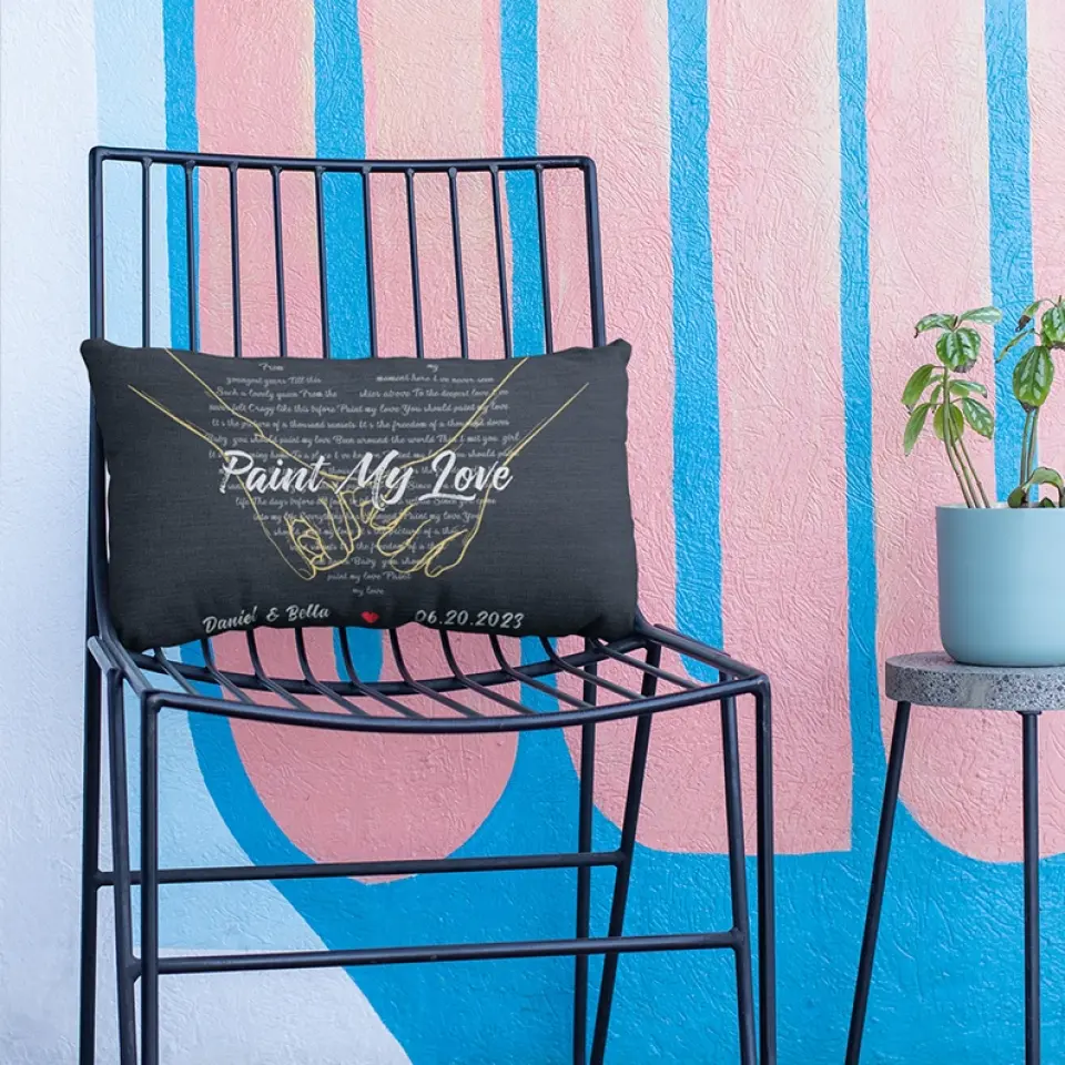 Custom Song Lyrics And Customizable Text - Rectangular Linen Pillow - Gift for Couple Anniversary | 305IHPNPPI602 - Image 4