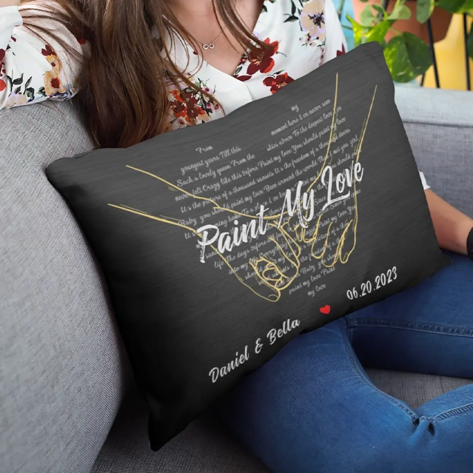 Custom Song Lyrics And Customizable Text - Rectangular Linen Pillow - Gift for Couple Anniversary | 305IHPNPPI602 - Image 6