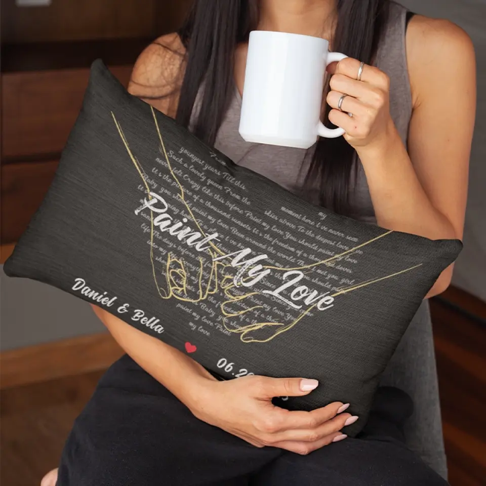 Custom Song Lyrics And Customizable Text - Rectangular Linen Pillow - Gift for Couple Anniversary | 305IHPNPPI602 - Image 7