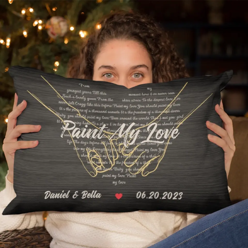 Custom Song Lyrics And Customizable Text - Rectangular Linen Pillow - Gift for Couple Anniversary | 305IHPNPPI602 - Image 8