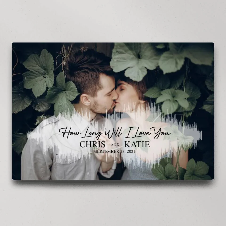 Custom Sound Wave Photo And Message Custom Canvas Poster Anniversary Gift For Couples - Image 2