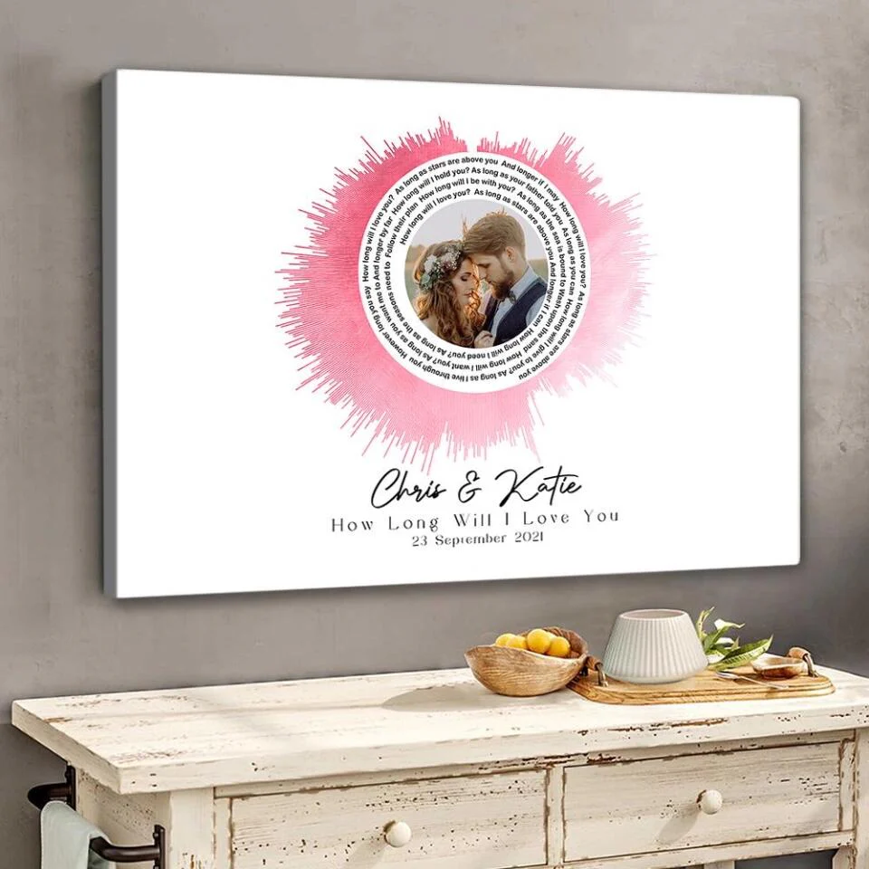 Custom Sound Wave Photo And Message Custom Canvas Poster Anniversary Gift For Couples - Image 21