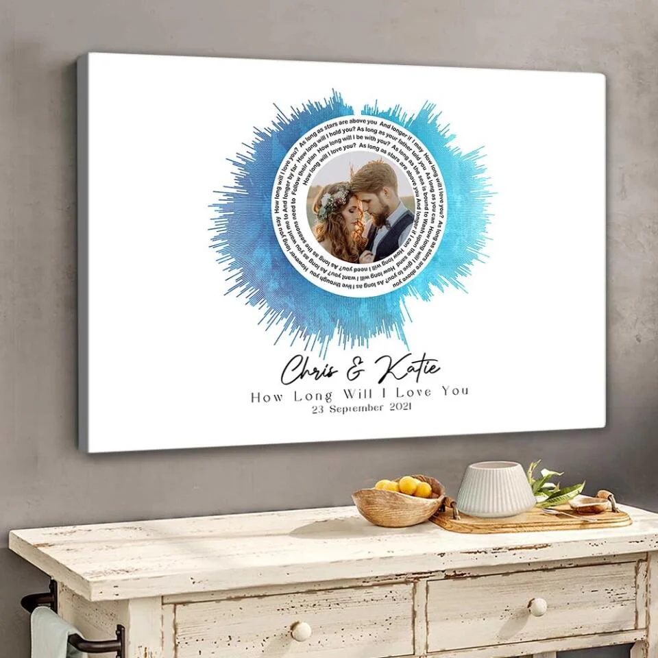 Custom Sound Wave Photo And Message Custom Canvas Poster Anniversary Gift For Couples - Image 23