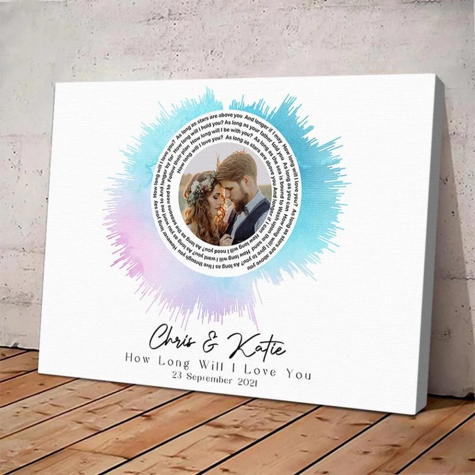 Custom Sound Wave Photo And Message Custom Canvas Poster Anniversary Gift For Couples - Image 7