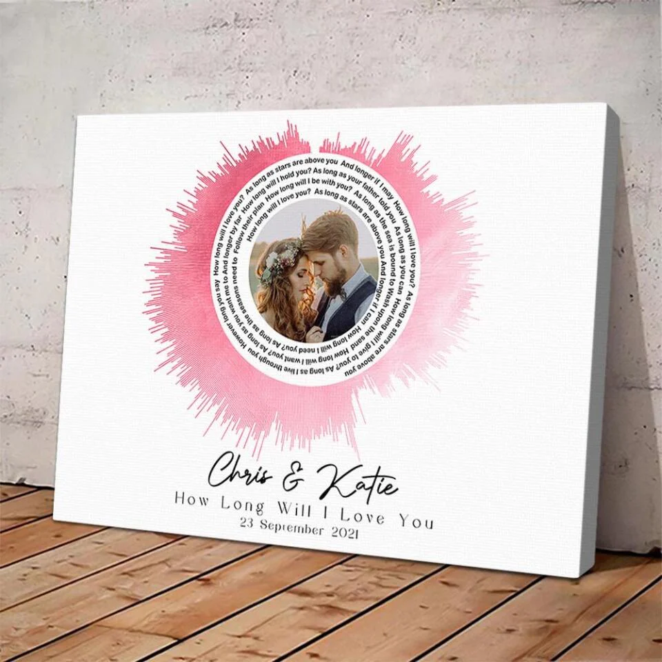 Custom Sound Wave Photo And Message Custom Canvas Poster Anniversary Gift For Couples - Image 8