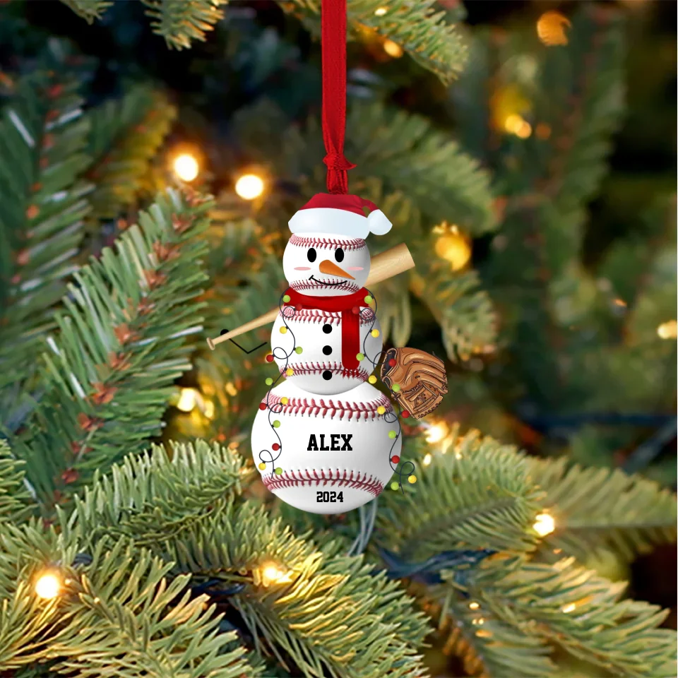 Custom Sport Snowman - Gifts For Basketball, Baseball Players, Boy, Team - Personalized Acrylic Ornament - Funny Christmas Gift for Sport Lovers - Image 2