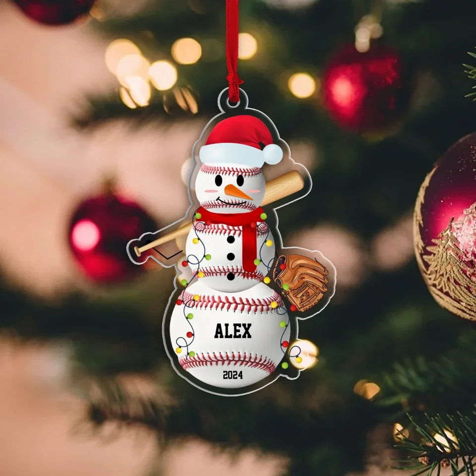 Custom Sport Snowman - Gifts For Basketball, Baseball Players, Boy, Team - Personalized Acrylic Ornament - Funny Christmas Gift for Sport Lovers - Image 3
