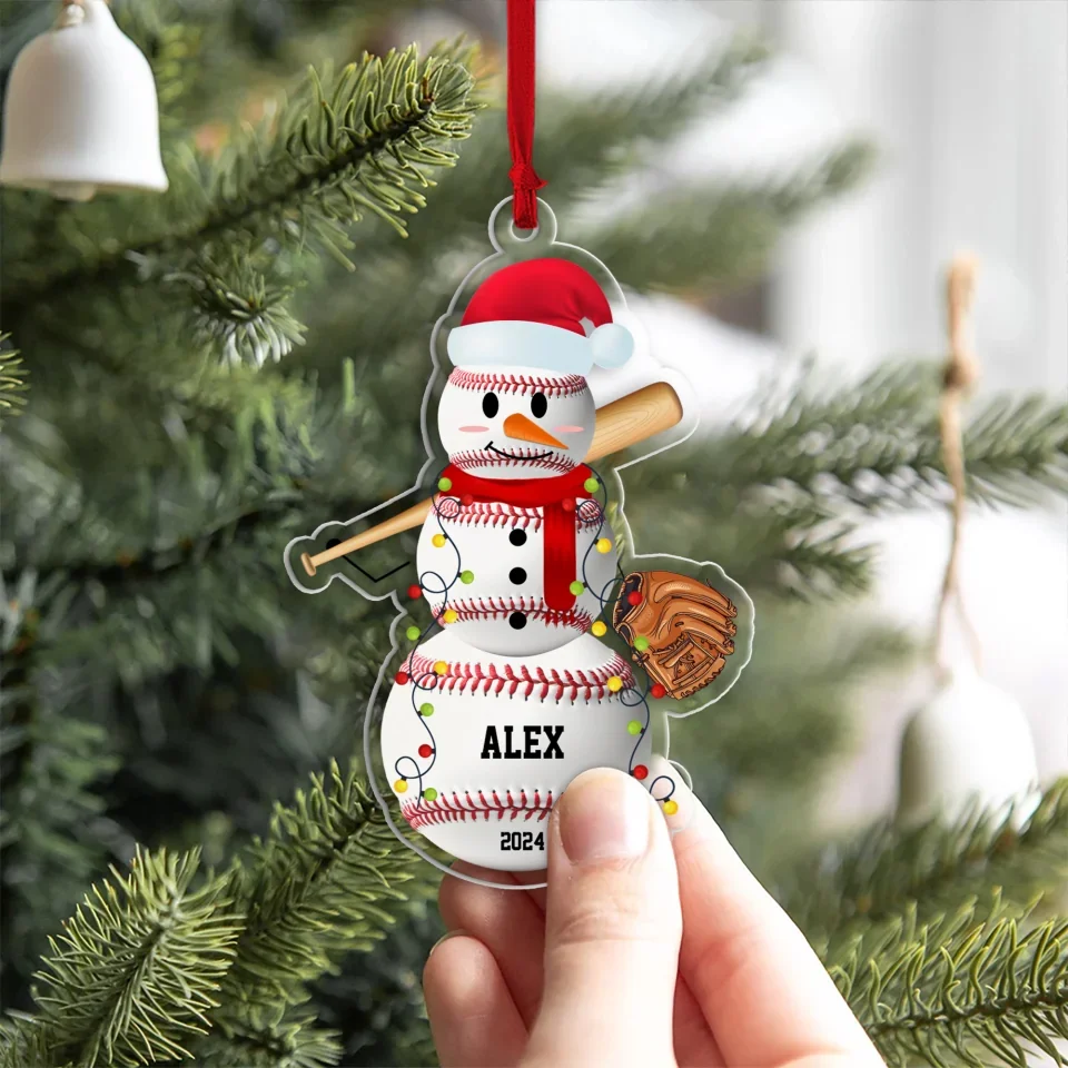 Custom Sport Snowman - Gifts For Basketball, Baseball Players, Boy, Team - Personalized Acrylic Ornament - Funny Christmas Gift for Sport Lovers - Image 5
