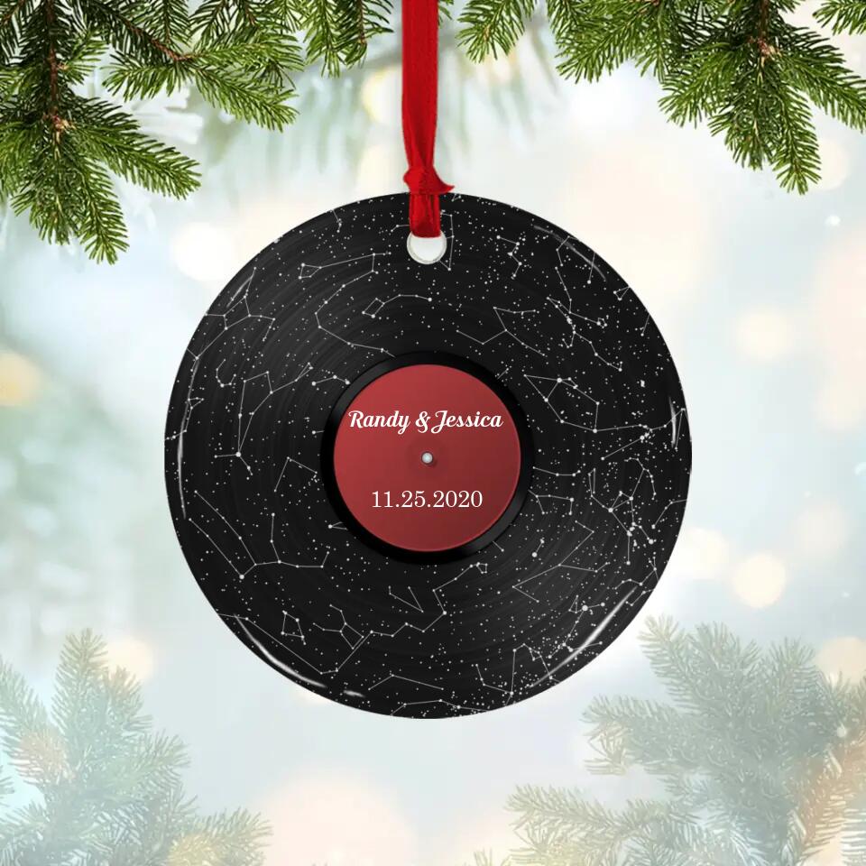 Personalized Valentine Gifts - Custom Star Map Christmas Circle Ornament 2 Sided - Image 2