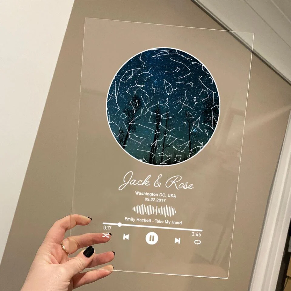 Personalized Valentine Gifts - Custom Star Map With Favorite Song Personalized Acrylic Plaque - Image 12