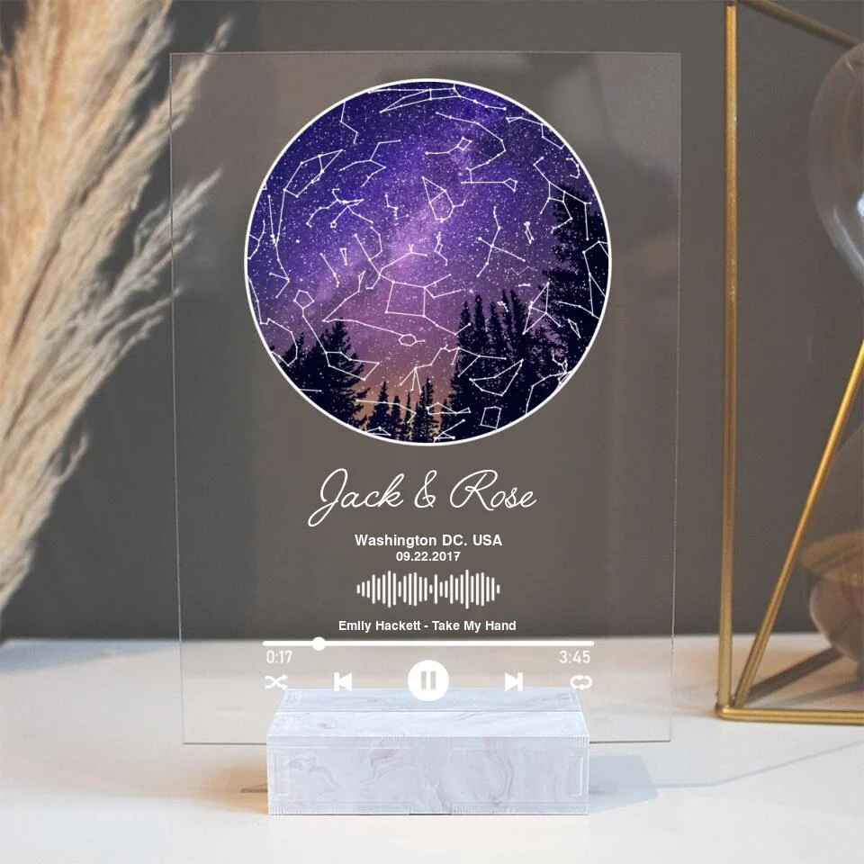 Personalized Valentine Gifts - Custom Star Map With Favorite Song Personalized Acrylic Plaque - Image 5