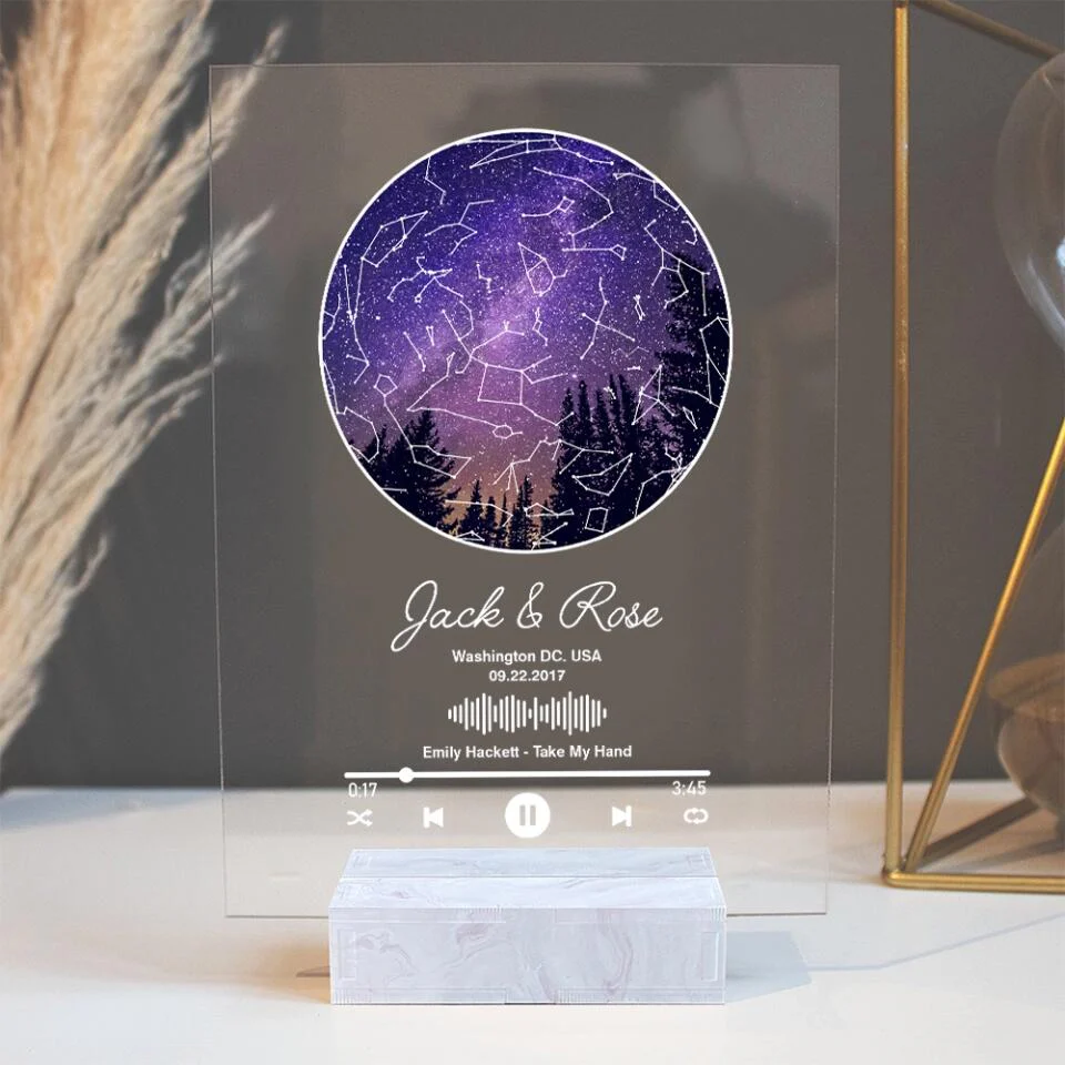 Personalized Valentine Gifts - Custom Star Map With Favorite Song Personalized Acrylic Plaque - Image 7