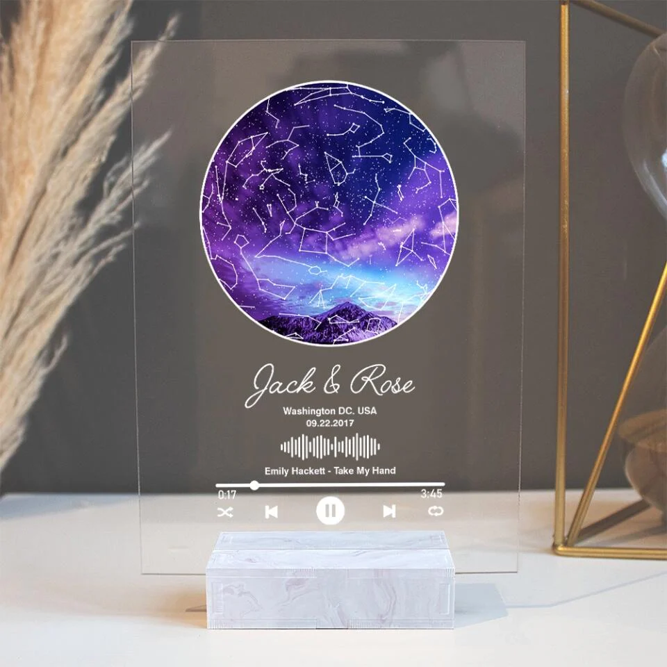 Personalized Valentine Gifts - Custom Star Map With Favorite Song Personalized Acrylic Plaque - Image 8