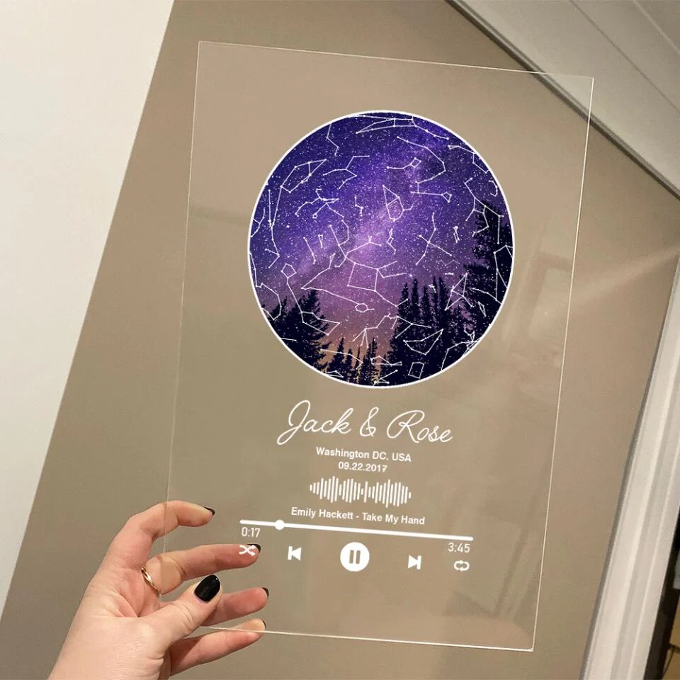Personalized Valentine Gifts - Custom Star Map With Favorite Song Personalized Acrylic Plaque - Image 9