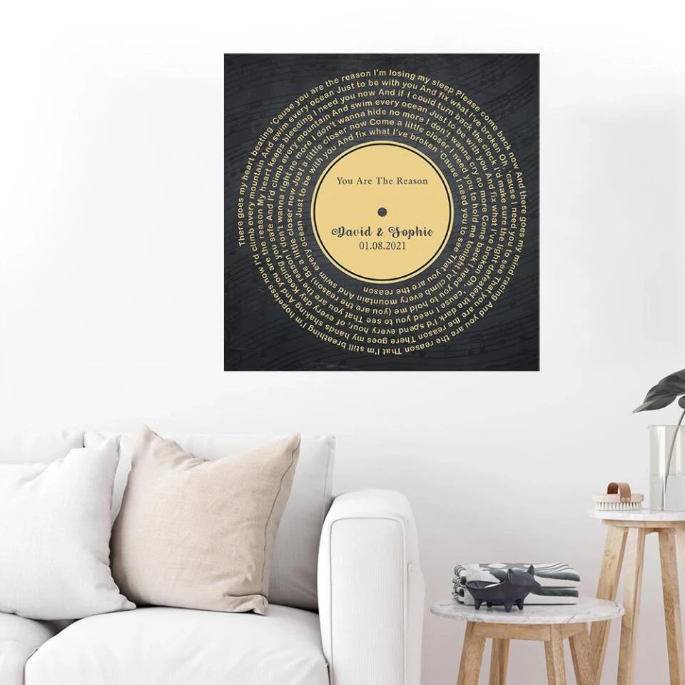 Personalized Valentine Gifts - Custom Vinyl Record - Personalized Song Lyrics - Wall Art, Canvas/Poster - Wedding, Anniversary Gift For Couples - Image 10