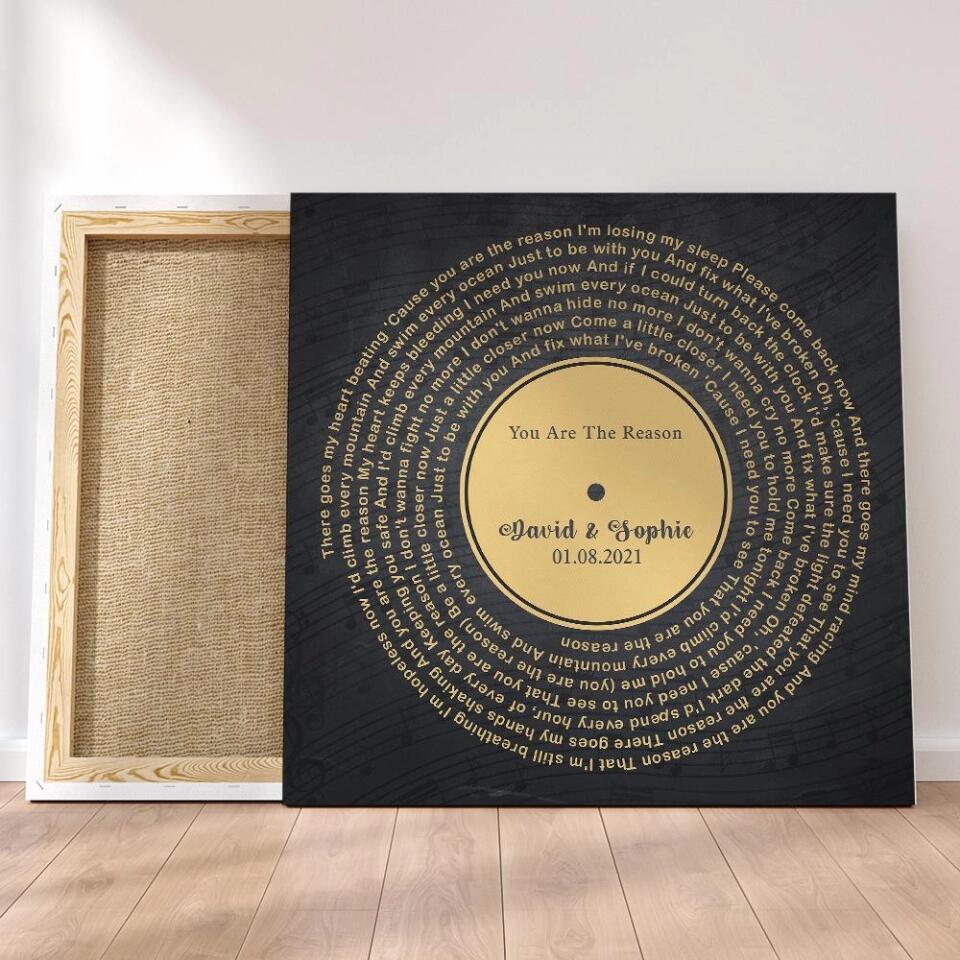 Personalized Valentine Gifts - Custom Vinyl Record - Personalized Song Lyrics - Wall Art, Canvas/Poster - Wedding, Anniversary Gift For Couples - Image 3