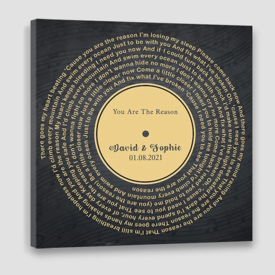 Personalized Valentine Gifts - Custom Vinyl Record - Personalized Song Lyrics - Wall Art, Canvas/Poster - Wedding, Anniversary Gift For Couples - Image 4