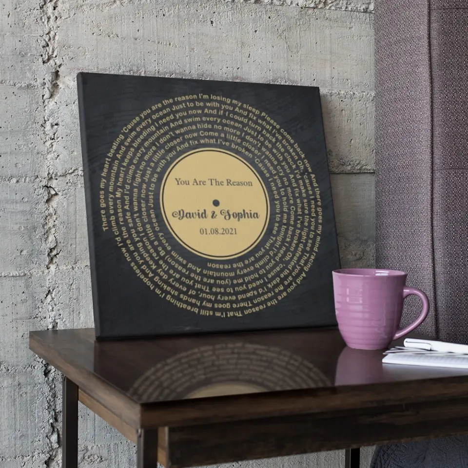 Personalized Valentine Gifts - Custom Vinyl Record - Personalized Song Lyrics - Wall Art, Canvas/Poster - Wedding, Anniversary Gift For Couples - Image 5