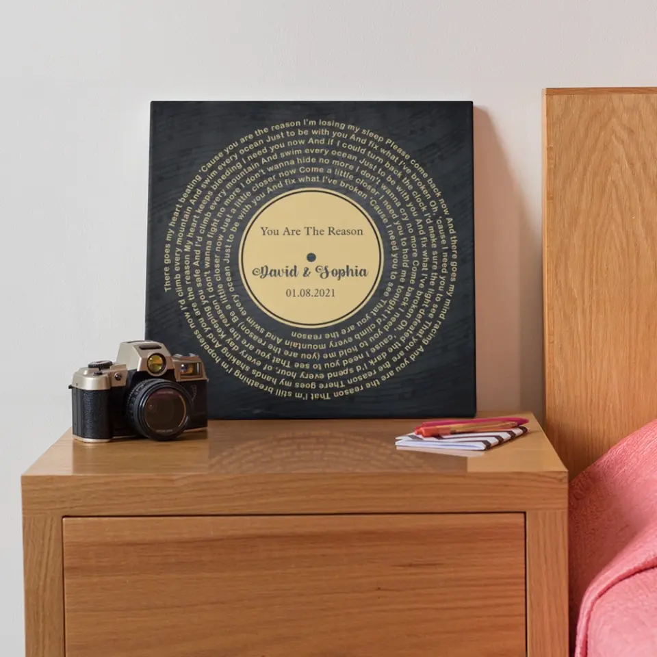 Personalized Valentine Gifts - Custom Vinyl Record - Personalized Song Lyrics - Wall Art, Canvas/Poster - Wedding, Anniversary Gift For Couples - Image 6