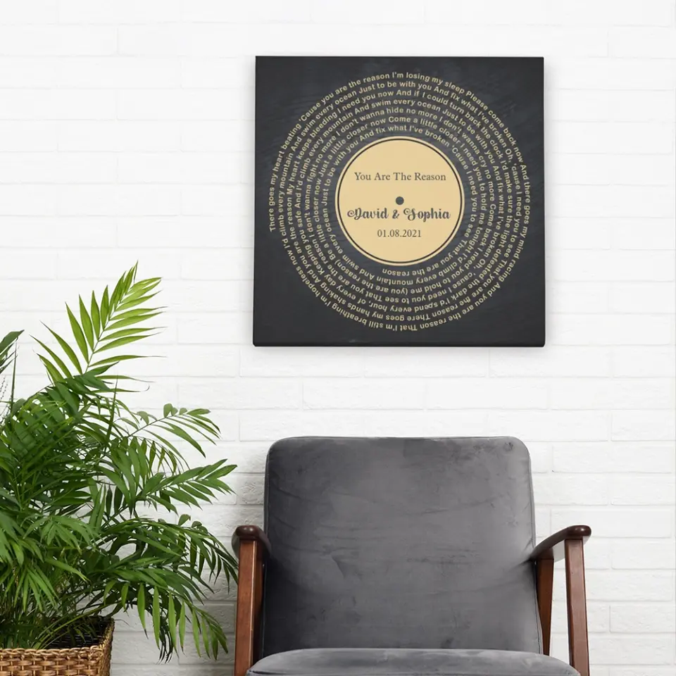 Personalized Valentine Gifts - Custom Vinyl Record - Personalized Song Lyrics - Wall Art, Canvas/Poster - Wedding, Anniversary Gift For Couples - Image 7