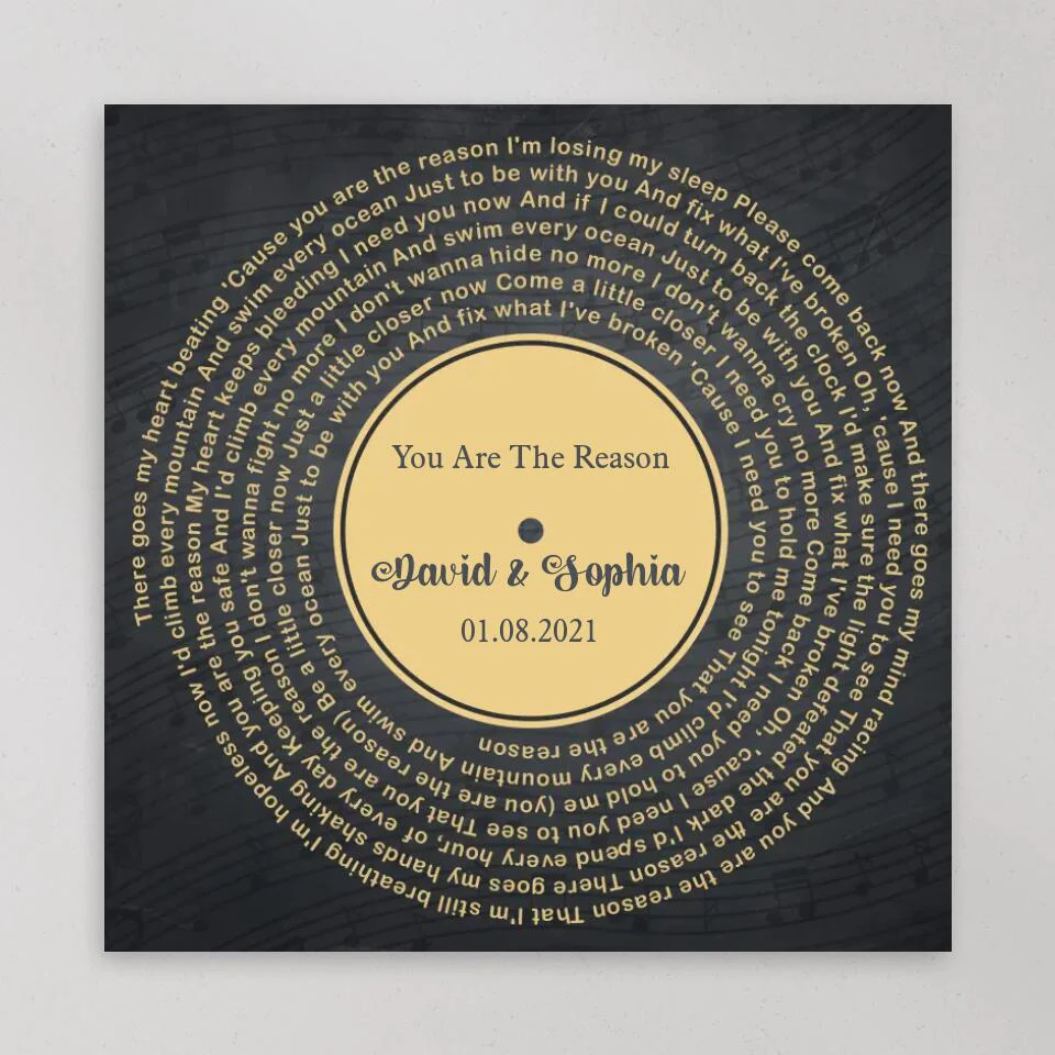 Personalized Valentine Gifts - Custom Vinyl Record - Personalized Song Lyrics - Wall Art, Canvas/Poster - Wedding, Anniversary Gift For Couples - Image 8
