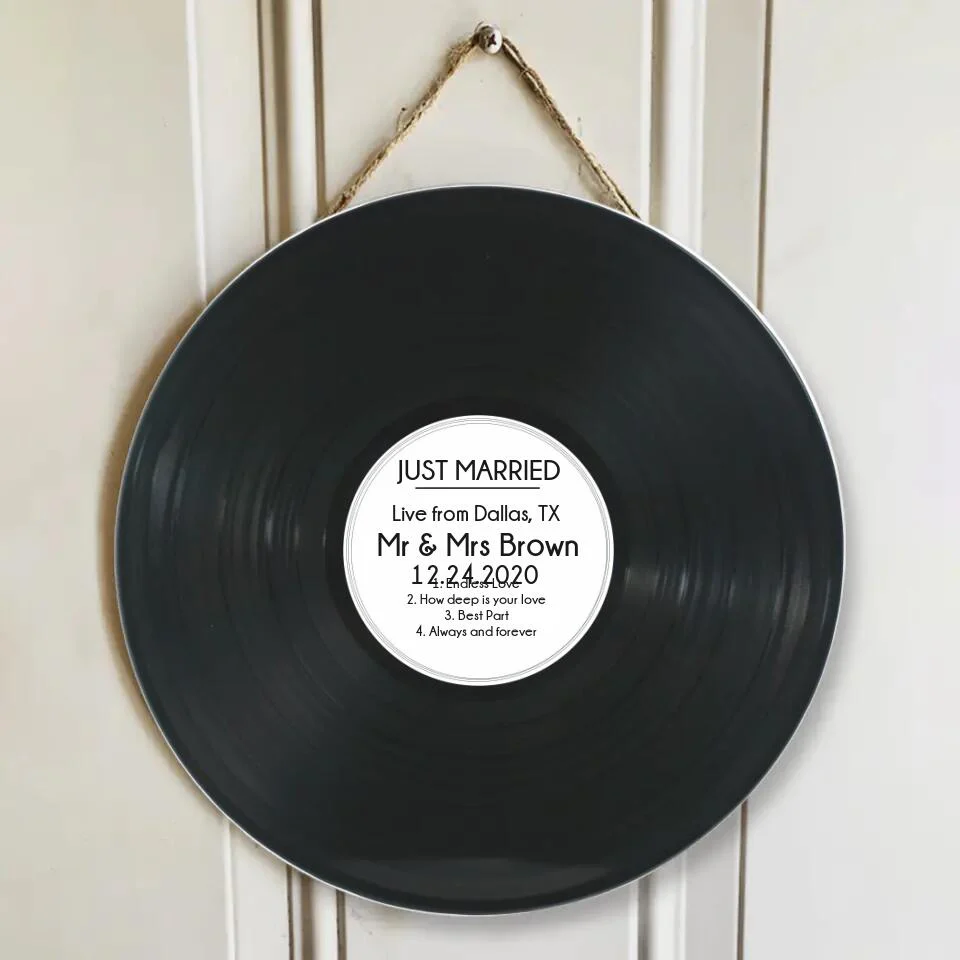 Couple Wooden Sign Custom Vinyl Record - Wedding Guest Book Alternatives - Wedding Welcome Sign - Personalized Wedding Decor Gift - Image 3