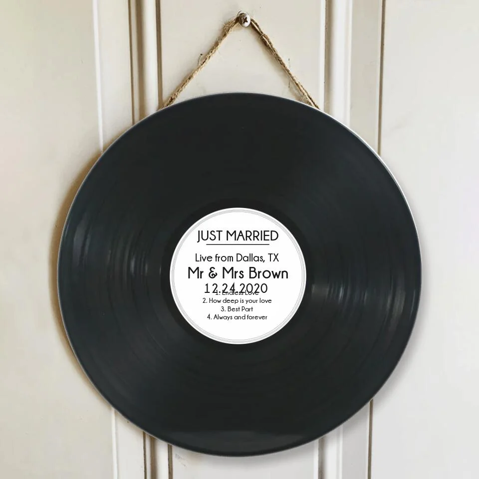 Couple Wooden Sign Custom Vinyl Record - Wedding Guest Book Alternatives - Wedding Welcome Sign - Personalized Wedding Decor Gift - Image 5