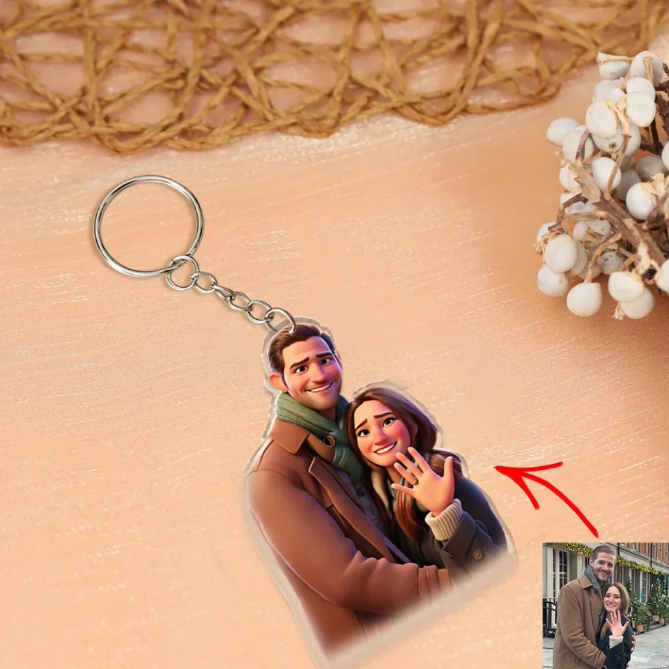 Personalized Valentine Gifts - Customized Cartoon Portrait - Personalized Portrait Keychain - Gift For Couple Friends - Image 4