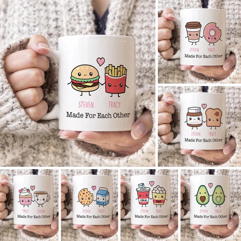 Personalized Valentine Gifts - Cute Food Couple - Avocado Cake Coffee Milk Couples - Personalized Mug - Anniversary Valentine Gift for Couple - Image 13