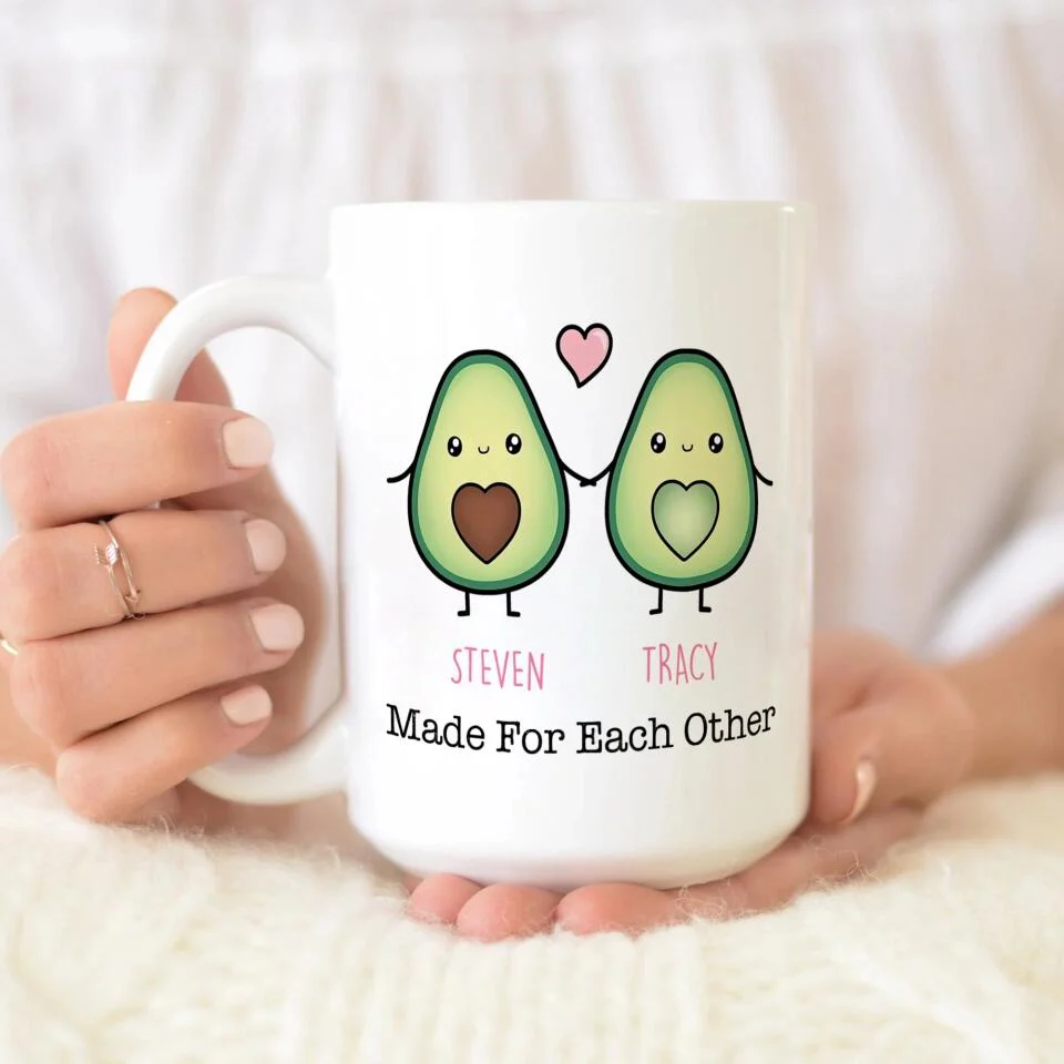Personalized Valentine Gifts - Cute Food Couple - Avocado Cake Coffee Milk Couples - Personalized Mug - Anniversary Valentine Gift for Couple - Image 20