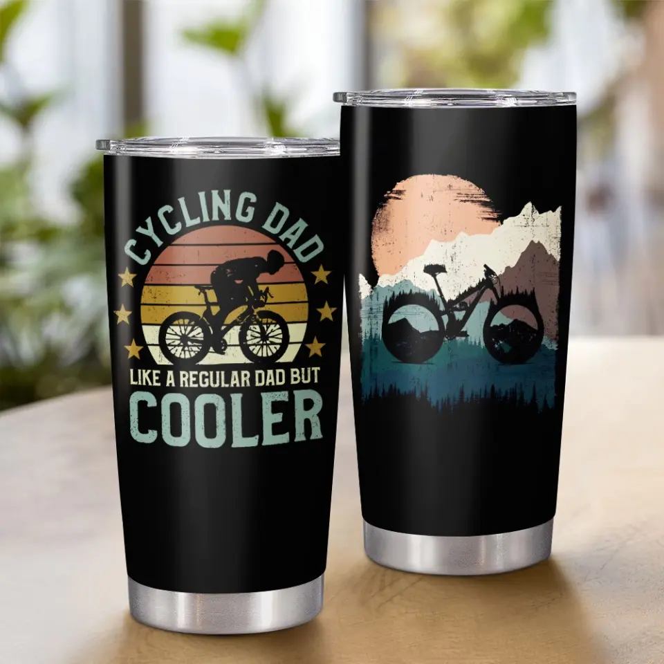 Cycling Dad Like A Regular Dad But Cooler Personalized Tumbler Gift for Cycling Dad - Image 2