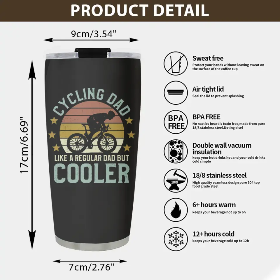 Cycling Dad Like A Regular Dad But Cooler Personalized Tumbler Gift for Cycling Dad - Image 6