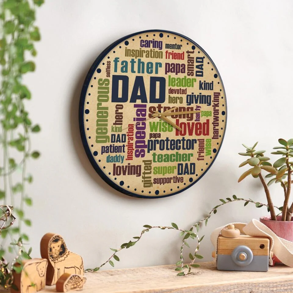 Dad Description Characters - Wall Clock Wall Art Home Decor - Best Gifts For Dad On Father's day Birthdays - 212IHPLNWC616 - Image 2