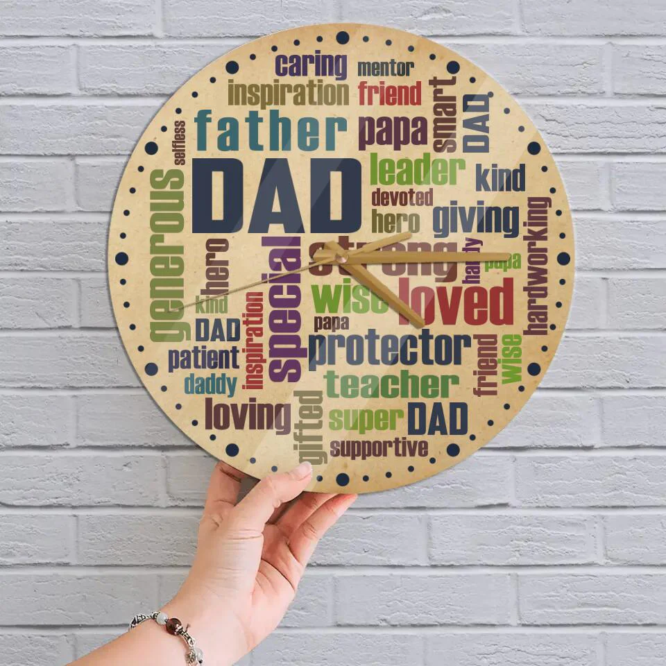 Dad Description Characters - Wall Clock Wall Art Home Decor - Best Gifts For Dad On Father's day Birthdays - 212IHPLNWC616 - Image 3