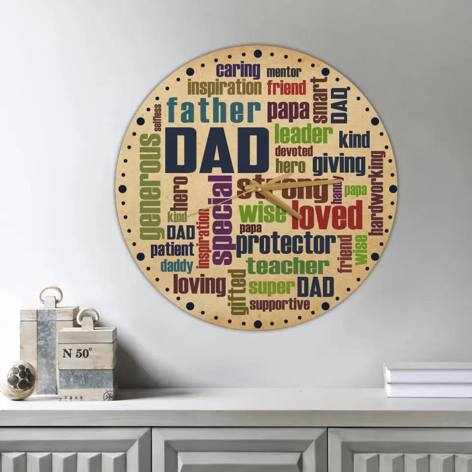 Dad Description Characters - Wall Clock Wall Art Home Decor - Best Gifts For Dad On Father's day Birthdays - 212IHPLNWC616 - Image 4
