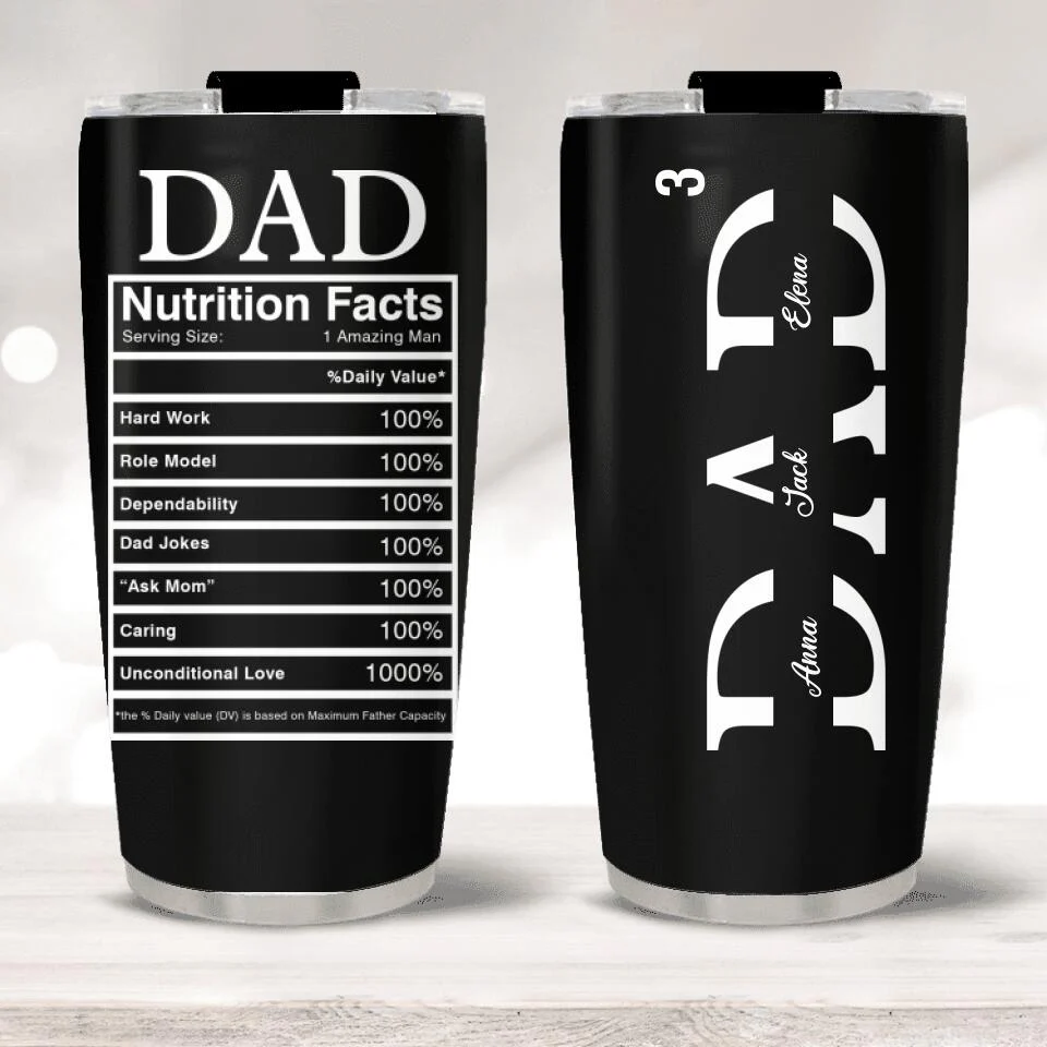 Dad Nutrition Facts Personalized Tumbler - Image 2